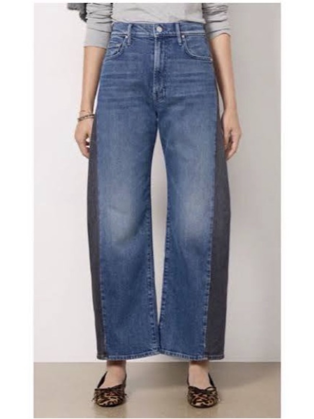 High-Rise Half Pipe Flood two tone barrel Jeans - Blue